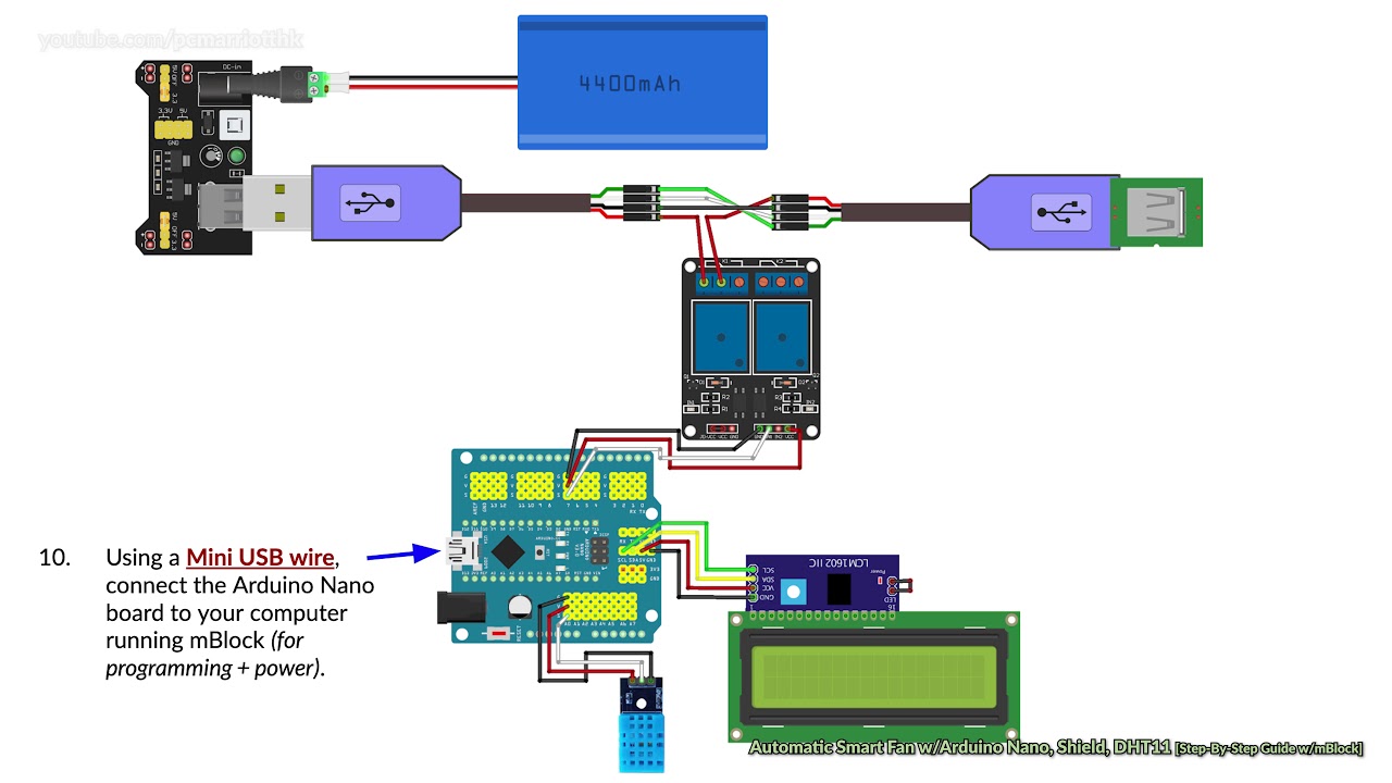 Automatic Smart Fan - Step-by-Step w/Arduino Nano, Shield, DHT11, Relay ...