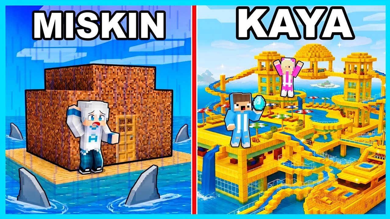 MIPAN & ZUZUZU TANTANGAN BUAT RUMAH APUNG MISKIN VS KAYA DI MINECRAFT!