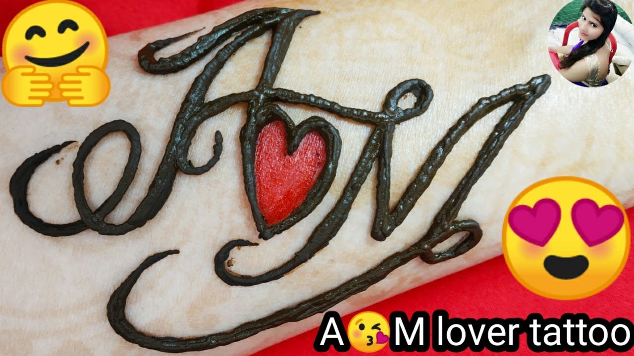 stylish A love M letter Tattoo lover with cute Heart mehndi ...