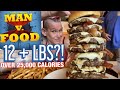 Impossible 12 lb monster burger challenge at eagles deli  man vs food  new record mom vs food