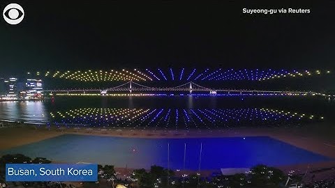 Drones form flags of Ukraine, South Korea in show of solidarity