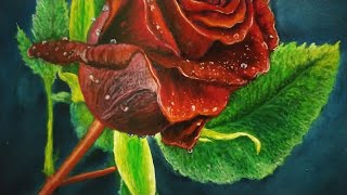 Как рисовать розу|как передать просвет лепестков|как смешать темный красный для объёма