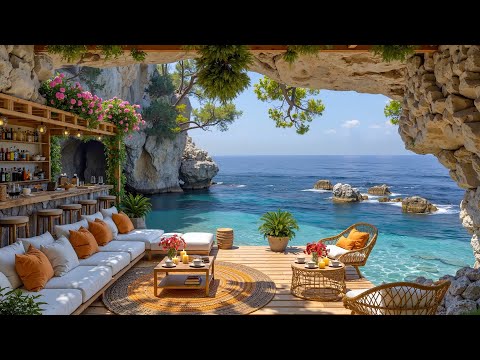 Sweet Bossa Nova Jazz Piano Ocean Wave Sounds At Morning Beach Cafe Ambience For Relaxing