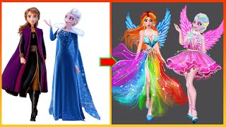 Elsa Anna Frozen Glow Up My Little Pony: Rainbow Dash, Pinkie Pie | Disney Princess Switch Up