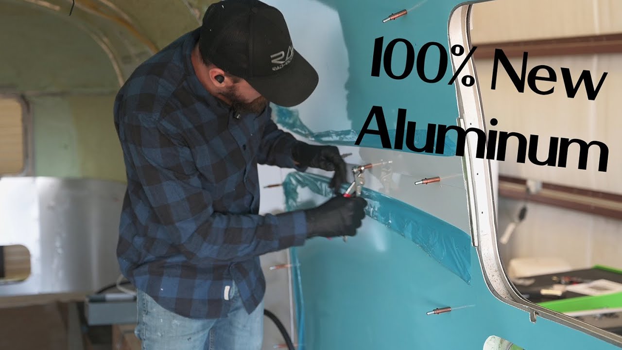Brand New Aluminum Walls Being Installed in this Airstream Restoration