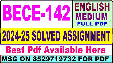 BECE 142 solved assignment 2024-25 || bece 142 solved assignment 2025 in English || ignou bece142