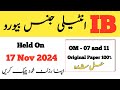 IB - Intelligence Bureau OM paper 17 Nov 2024 - Original paper 💯