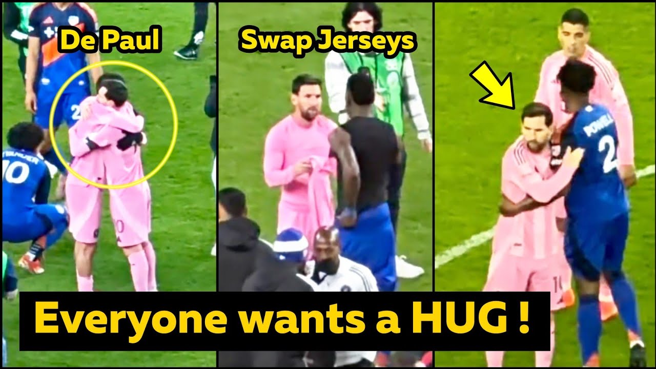 МЕССИ окружен товарищами по команде и игроками «Цинциннати», которые спешат обнять его после побе...