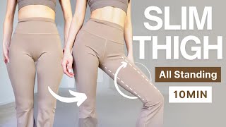 10min Standing Slim Thigh workout |🔥Thigh Fat ✅Thigh Gap | No Jumping Thinner Legs Exercise