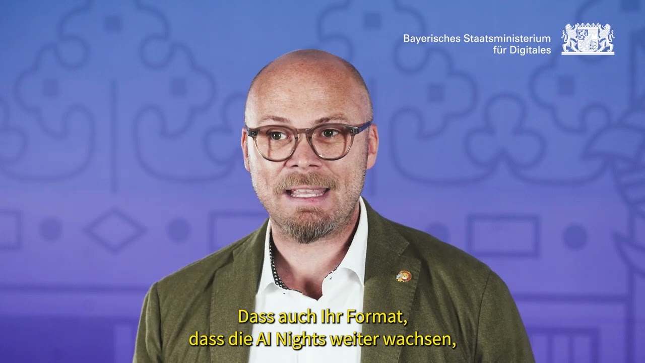 Dr. Fabian Mehring, Bayerischer Staatsminister für Digitales, in seiner Videobotschaft an die AI Nights Nürnberg