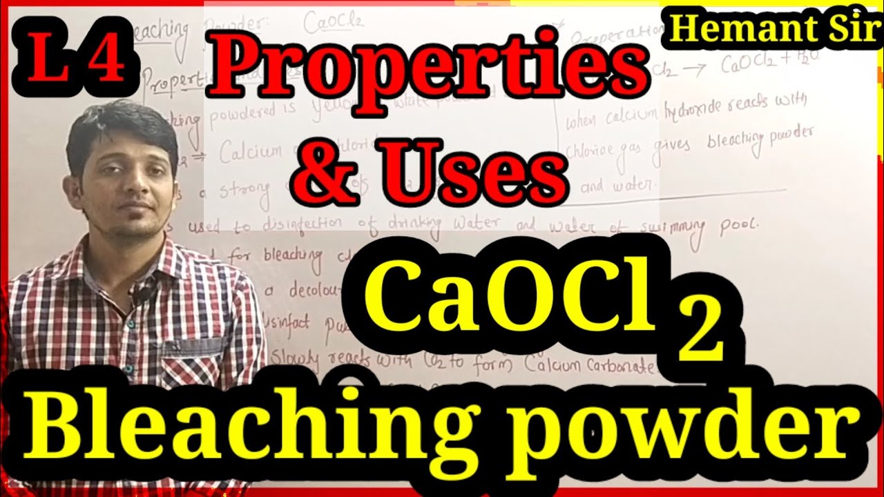 Bleaching powder, CaOCl2 in detail YouTube