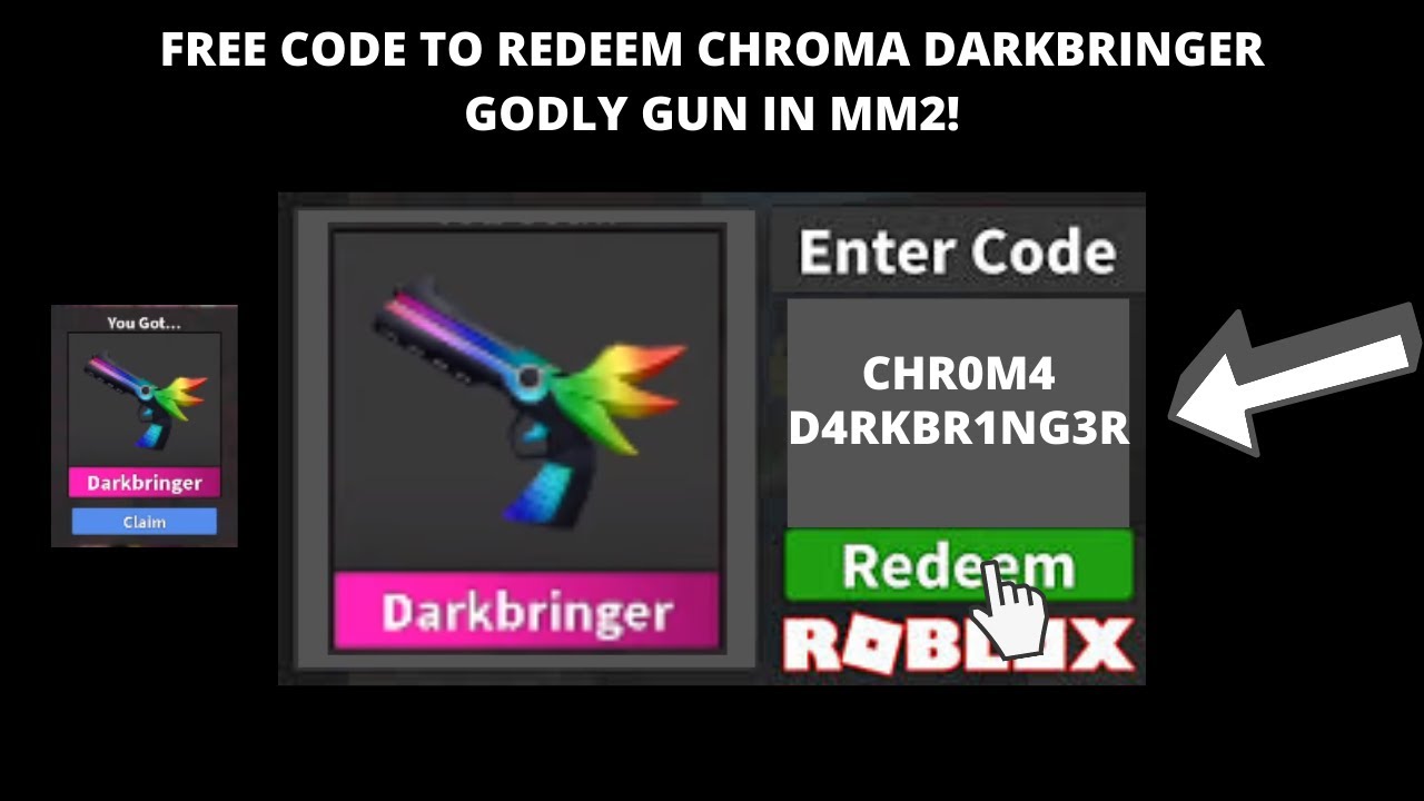 Redeem This Free Code To Unlock Chroma Dakrbringer Godly Gun In Roblox Mm2 Youtube - mm2 roblox godly