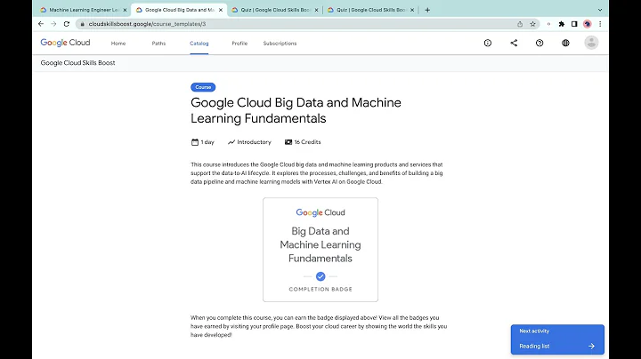 Google Cloud Big Data and Machine Learning Fundamentals || #qwiklabs || #quiz