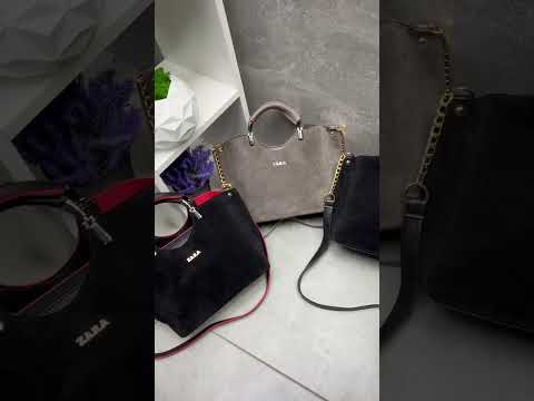 Замшева містка сумка через плече жіноча сумочка кросс боді в стилі зара сумка замш капучино ЛЮКС, видео 2