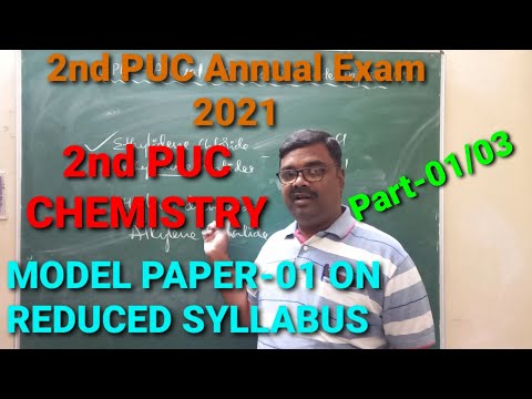 Part-01/03-2nd PUC Model Paper-01on Reduced Syllabus in CHEMISTRY. Solutions to all questions.