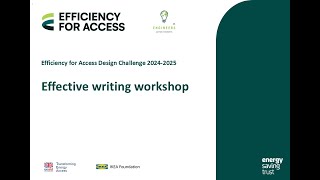 Effective Writing Workshop - Efficiency for Access Design Challenge 2024-2025