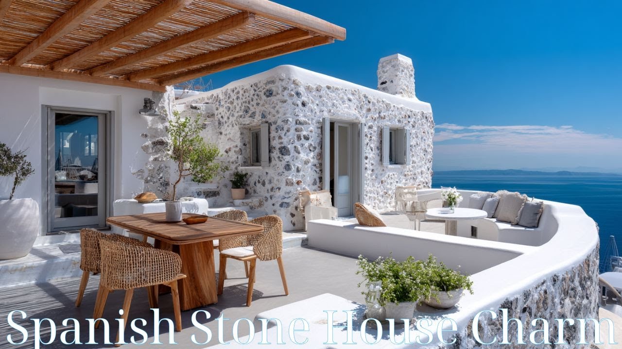 Spanish Whitewashed Stone Houses | Timeless Mediterranean Charm in Green Gardens
