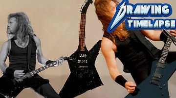 Metallica James Hetfield Explorer Guitar Drawing Timelapse!