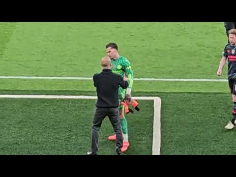 UNHAPPY GOALKEEPER EDERSON KICKS THE CHAIR AFTER BEING SUBBED: Spurs v Man City