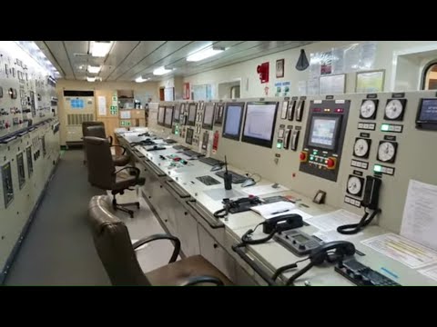 Engine room of a 300 000 ton oil tanker (VLCC) bonus: Boilers & Engine control room