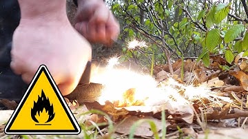 Outdoor Survival Magnesium Firestarter (birch bark) - with Slow Motion