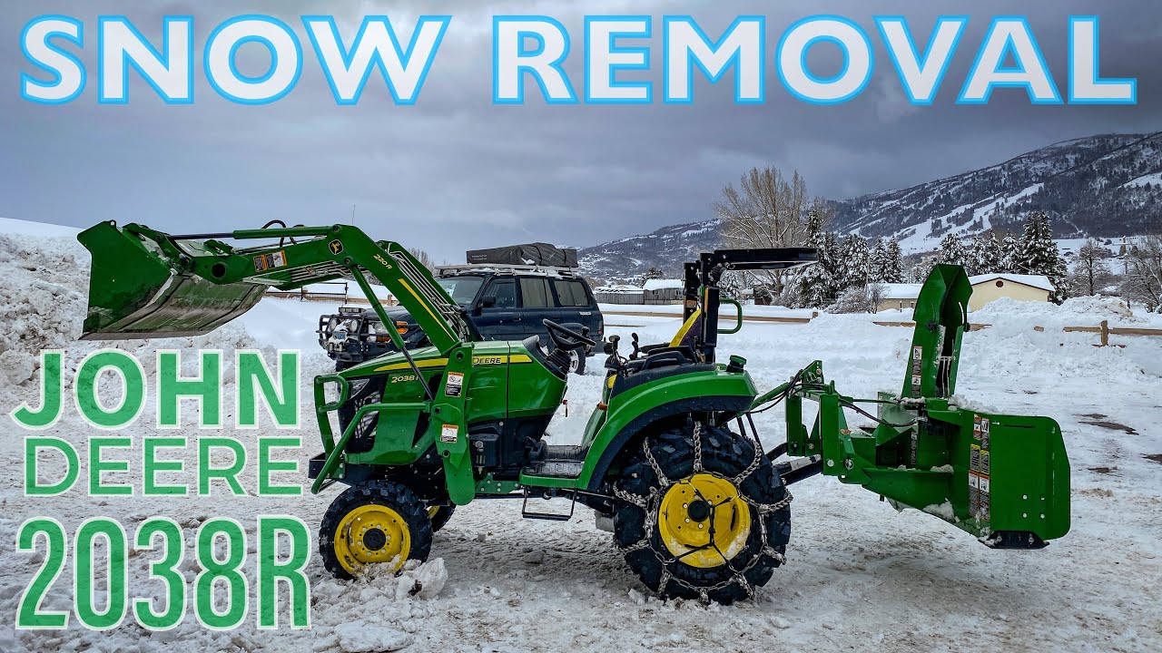 John Deere 2038R Snow Removal ️ Between The Storms Frontier SB1164 Snowblower YouTube