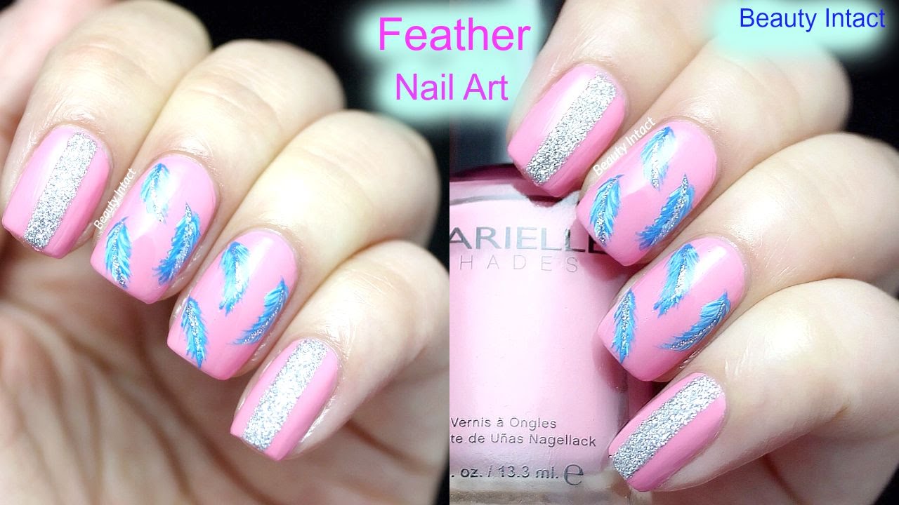 7. Feather Nail Art Tutorial with Acrylic Paint - wide 4
