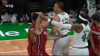 SHOVING between Heat and Celtics players after Adebayo got fouled - Celtics vs Heat | #nba