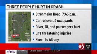 Rollover crash sends 3 to hospital