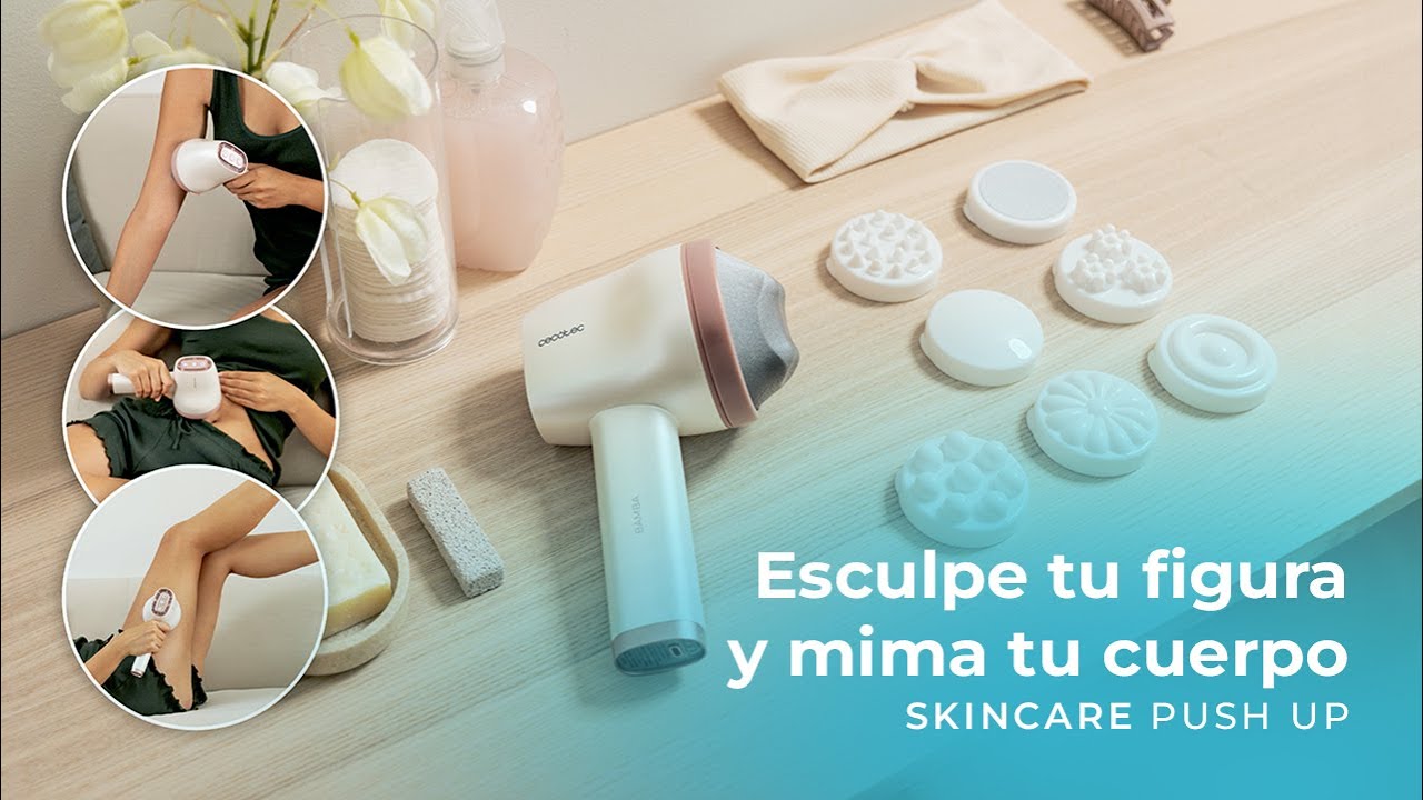Masajeador corporal anticelulítico SkinCare Push Up con 8 cabezales, 5 modos y 6 niveles.