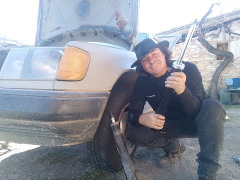 Mercedes W124 - How to change / replace the front suspension shocks, DIY tutorial HD
