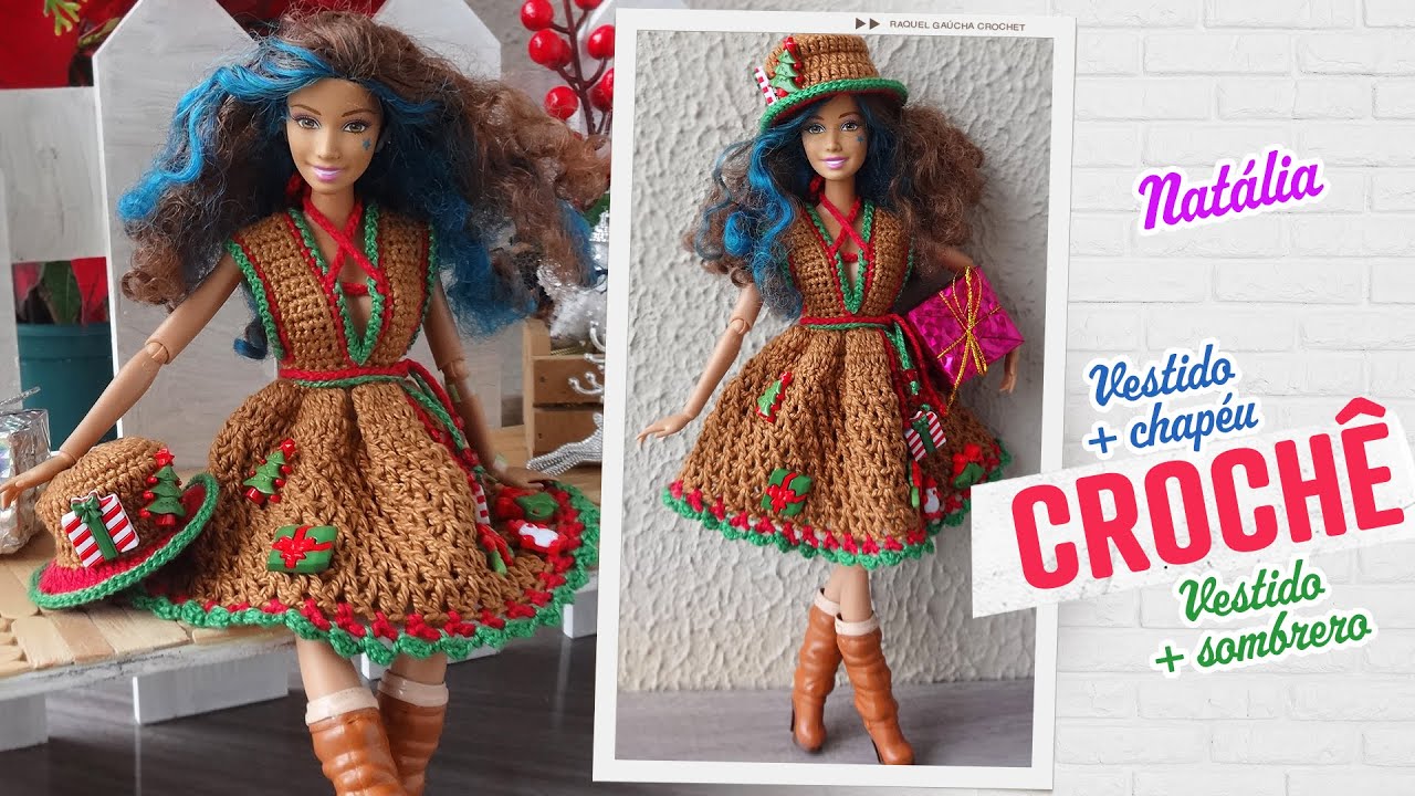 rachelcrochet.wordpress.com #Anne #Doll #Crochet #Vestido #Dress #Barbie  #Chapéu #Hat #RaquelGauc…