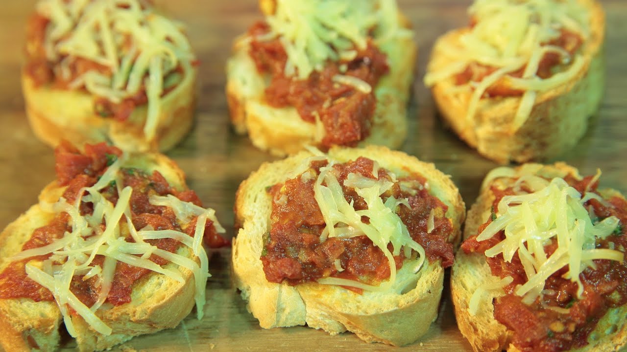 Tomato Crostini - Bruschetta Recipe - Toasted Bread With Tapenade By Maithily - Party Appetizer | India Food Network