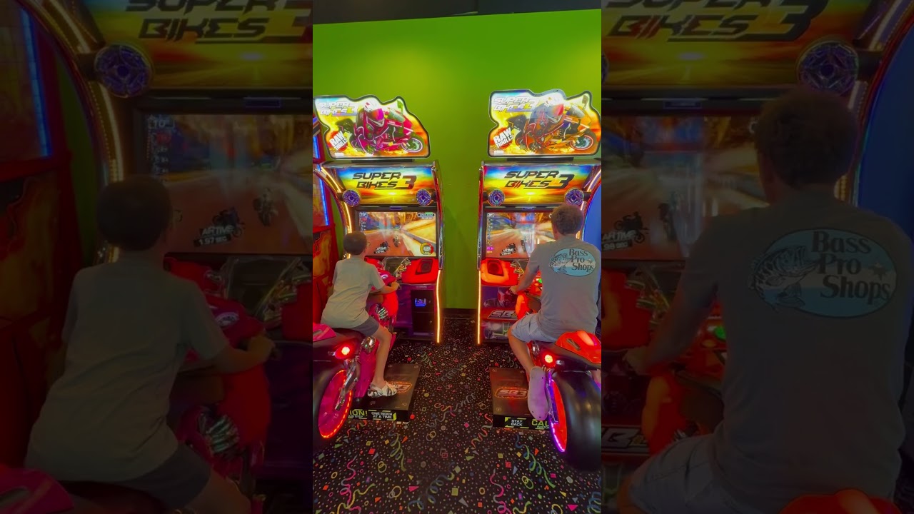 Klay & Uncle Mike Having A Blast Racing Motorcycles | Klay Loves The Arcade | Branson Missouri