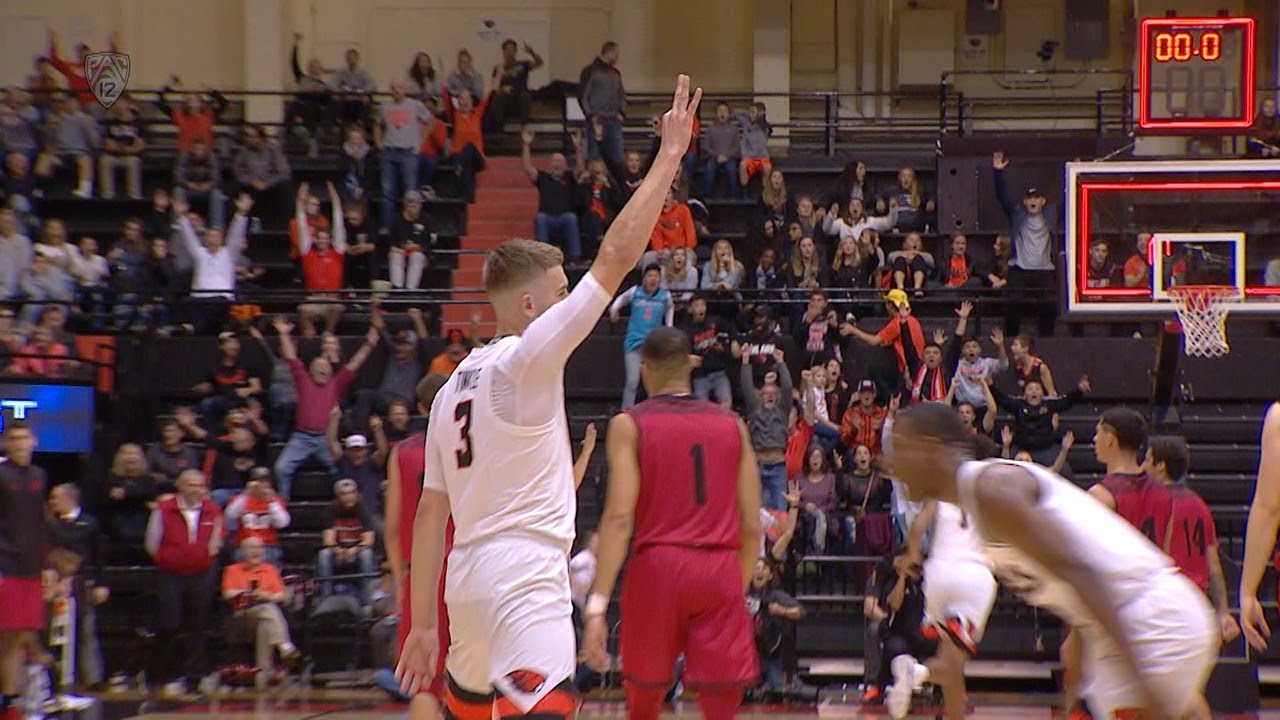 Oregon State's Tres Tinkle's three-quarter court buzzer-beater is the Opus Bank 