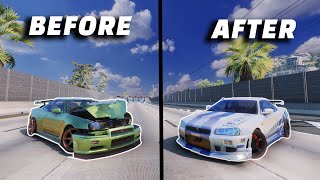 REBUILDING NISSAN GTR R34 IN 10 MINUTES ! BEAMNG DRIVE ! 4K GAMEPLAY