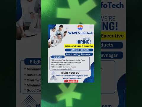 WAVES InfoTech Hiring | Sales cum Support Executive Job Details | Bhavnagar