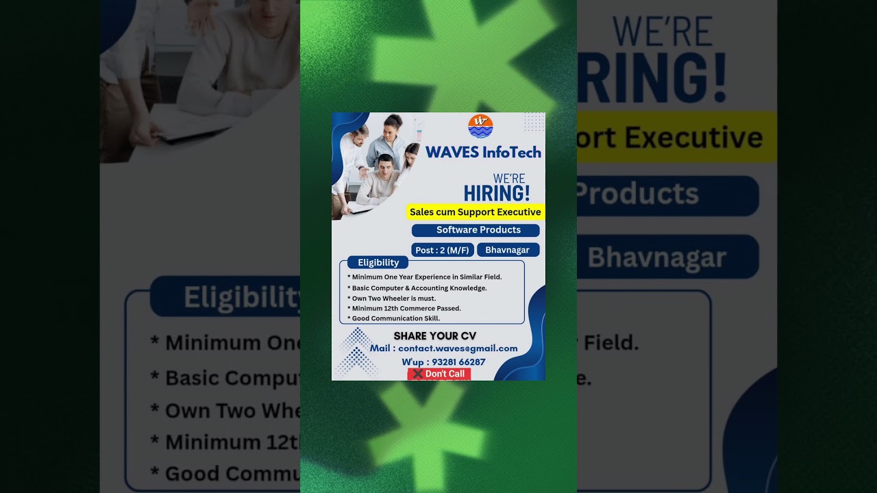WAVES InfoTech Hiring | Sales cum Support Executive Job Details | Bhavnagar