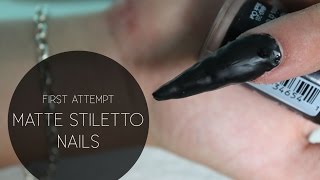 FIRST ATTEMPT: Matte Stiletto Nails with Ebay Kit | Nina Holly