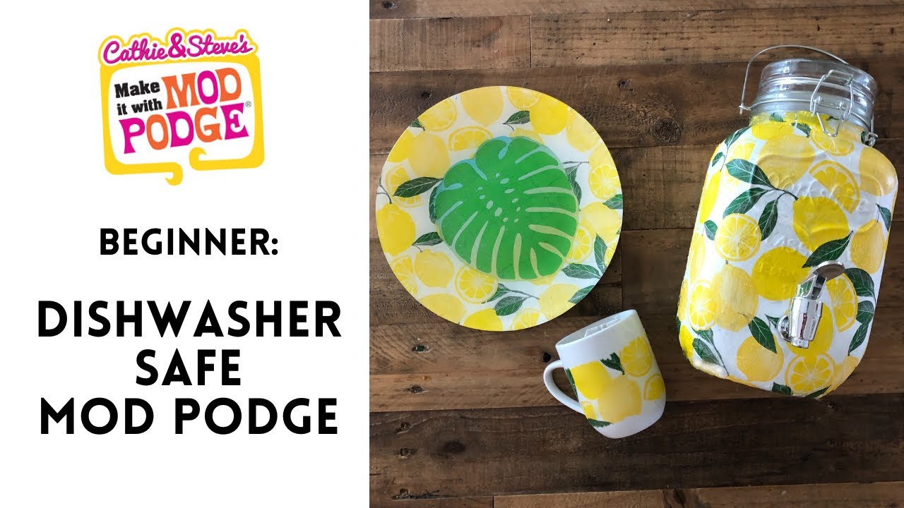 Dishwasher Safe Mod Podge Lemon and Leaf Plates 