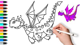 How to draw a dragon 🐉 Painting and Coloring for Kids &amp; Toddlers