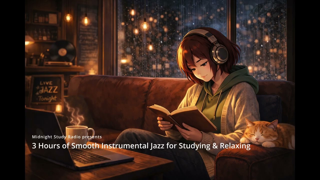 Midnight Study Radio - Cozy Jazz Café ☕ | 3 Hours Smooth Instrumental Jazz for Studying & Relaxing