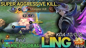 Amazing Rotation Ling Night Shade Super Aggressive!! | Top 1 Global - By Ryu1 | Mobile Legends
