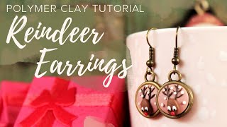 Reindeer Rudolph Christmas Earrings | Polymer Clay Tutorial