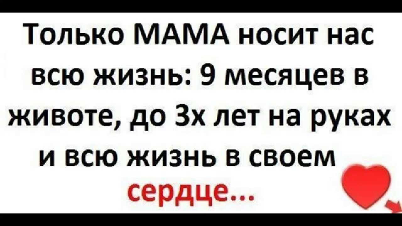 Мама я ее не выбирал. Только мама носит нас всю жизнь. Только мама носит нас 9 месяцев в животе. Только мама носит нас 9 месяцев. Только мама.