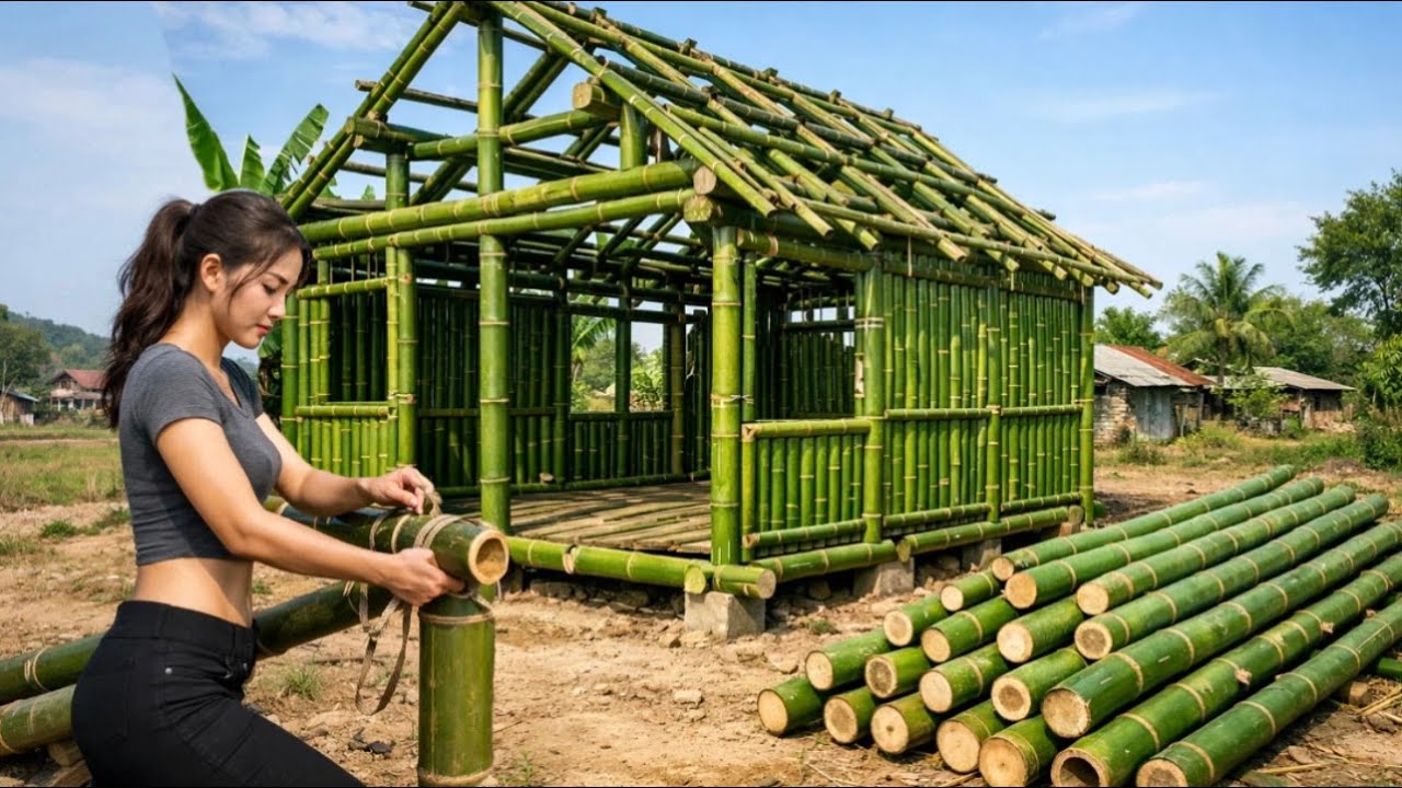 A young girl builds a bamboo house all by herself: starting a new life ...