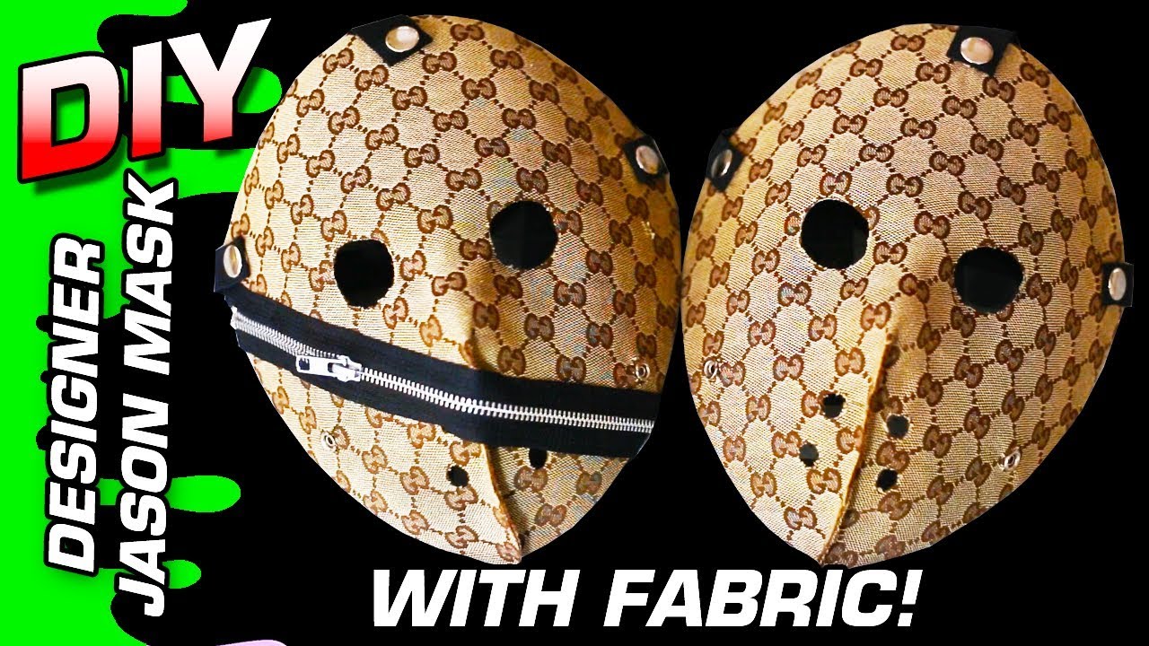 HOW TO: CUSTOM GUCCI JASON MASK USING DESIGNER FABRIC ! NO SEWING