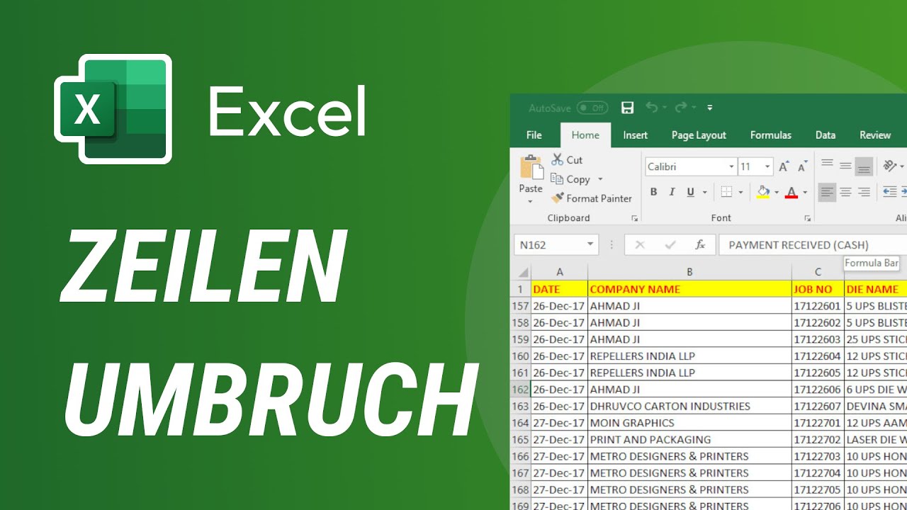 Excel In Einer Zeile Untereinander Schreiben Excel Textumbruch / Zeilenumbruch einstellen - Text untereinander