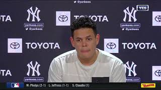 Gio Urshela after a Yankee win over the Red Sox