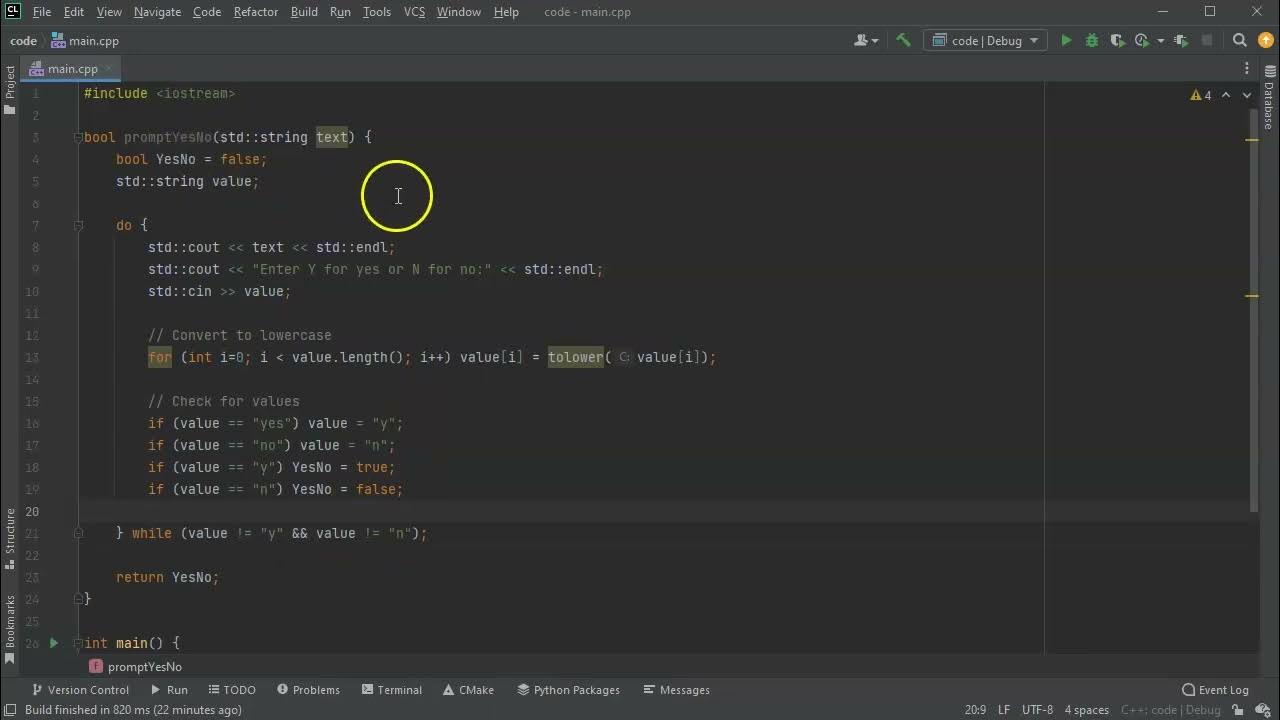 C++ Function Example: Prompt for Yes/No - YouTube